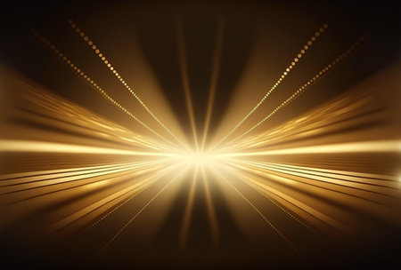abstract yellow background with some smooth lines in it and some rays in itの写真素材