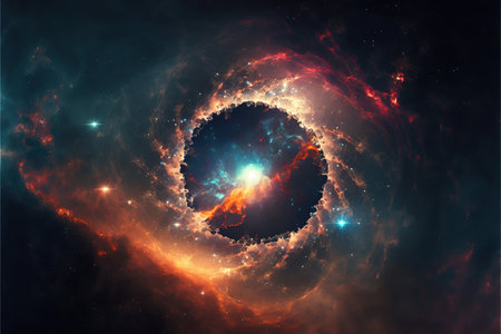 Black hole in outer space. Abstract space background. Vector illustration.の写真素材