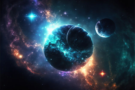 Planets and galaxy, science fiction wallpaper. Beauty of deep space. Billions of galaxies in the universe Cosmic art backgroundの写真素材