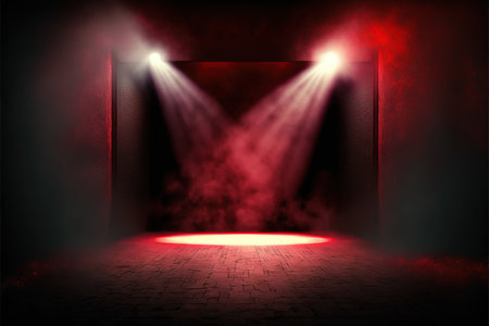 Stage Spotlight with Stage Podium Scene on Stage Background. Vector illustrationの写真素材