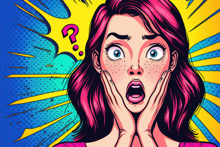 Surprised woman. Pop art retro comic book style illustrationの写真素材