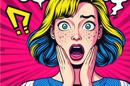 Surprised woman. Pop art retro illustration. Comic book style imitation.の写真素材