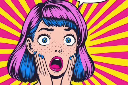 Surprised woman. Pop art retro illustration comic book styleの写真素材