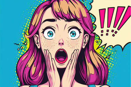 Surprised woman. Pop art retro comic book illustration.の写真素材
