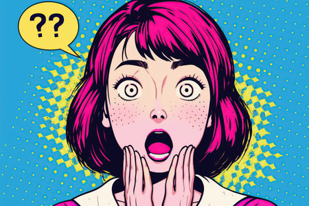 Surprised surprised woman in pop art style. illustration.の写真素材