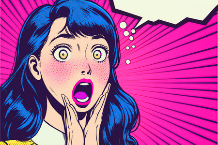 Surprised woman. Pop art retro comic book style illustration.の写真素材