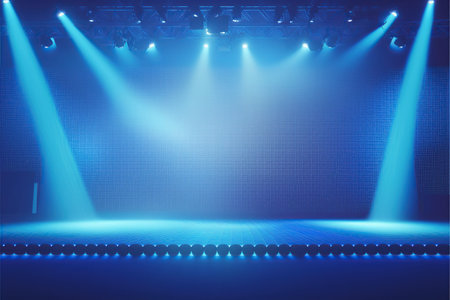 Stage Spotlight with Scene of the Stage on Blue Background. illustrationの写真素材