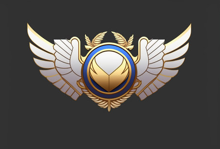 Emblem with wings and laurel wreath.の写真素材