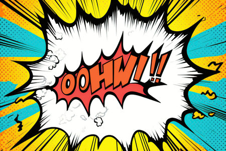 Wow! - Comic book style word on abstract background.の写真素材