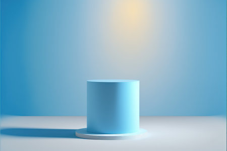 3d rendering of blue round podium on blue background. Minimal scene for product presentation.の写真素材