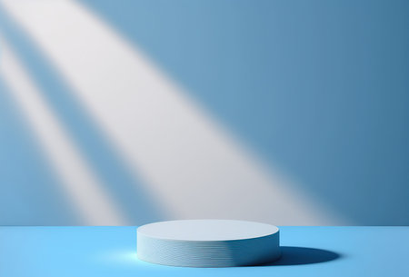 Minimal scene with blue podium. 3d render abstract background designの写真素材