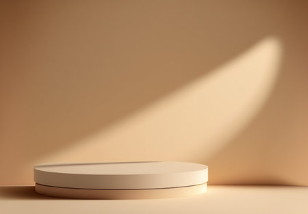 3d render of beige podium for product presentation. Abstract background.の写真素材
