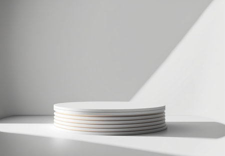 White round podium on a white background. 3d rendering mock upの写真素材