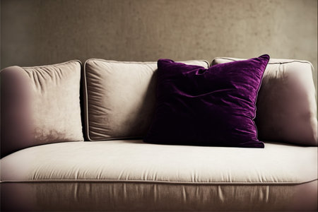 Close-up of a pillow on a sofa in the living roomの写真素材