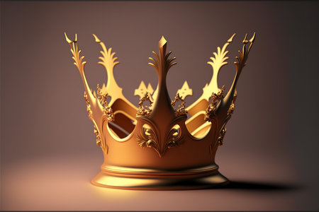 Gold crown on a dark background. 3d rendering, 3d illustration.の写真素材