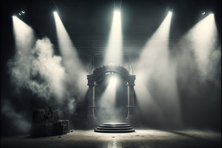 Stage Spotlight with Scene, Stage Podium Scene with Light, Stage Backgroundの写真素材