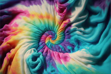 abstract background of multicolored fabric with a spiral in the centerの写真素材