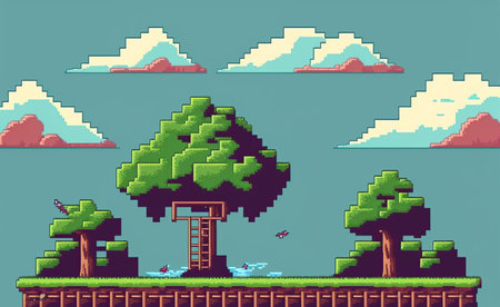 set of retro video game pixel art theme art illustration graphic designの素材