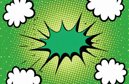 Abstract creative concept comic pop art style blank, layout template with clouds beams and isolated dots background. For sale banner, empty speech bubble set.の素材