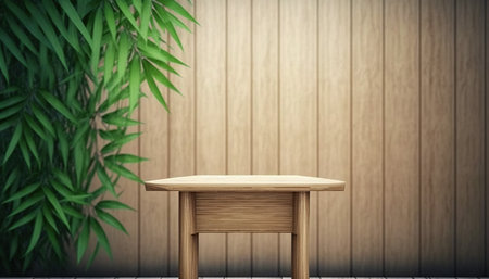 Table Top And Bamboo Plant - 3D Rendered Illustrationの写真素材