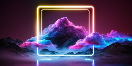 Abstract golden tunnel with glowing lights. Futuristic background. 3D Renderingの写真素材