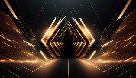 3d abstract background with neon lights and geometric shapes. 3d illustrationの写真素材