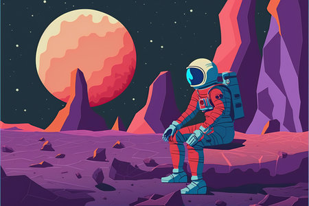 Astronaut on the background of the planet. illustration.の素材
