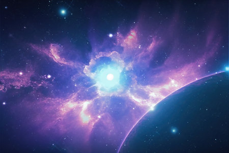 Planet and nebula in deep space. Elements of this image furnished by NASAの素材