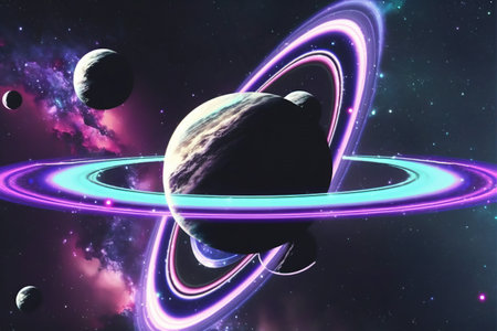 Planets, stars and galaxies in outer space showing the beauty of space exploration.の素材