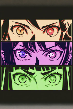 Illustration of a pop art collage of a woman's eyesの素材