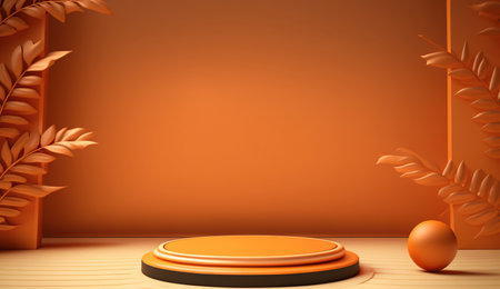 3d render, abstract background with geometric shapes, podium for product presentationの写真素材