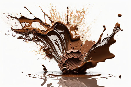 chocolate splash isolated on white background. 3d rendering, 3d illustration.の写真素材