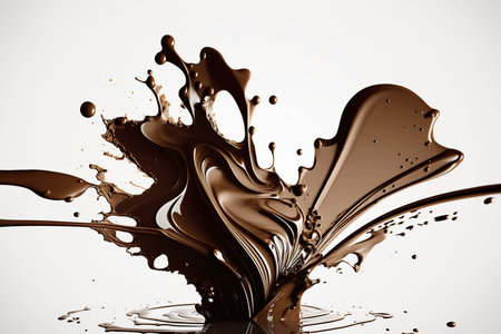 Chocolate splash isolated on white background. 3d render illustration.の写真素材