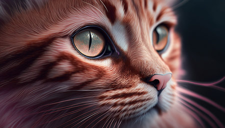 Cute red cat with green eyes close-up. 3D renderingの写真素材