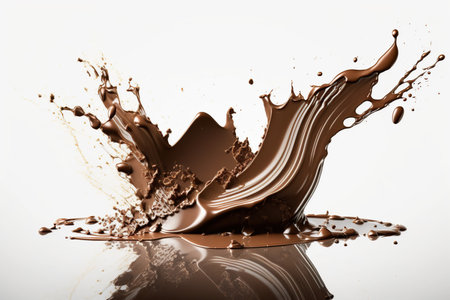 splash of chocolate on a white background. close-up.の写真素材