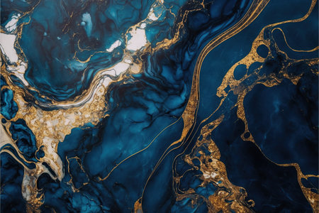 Marble abstract acrylic background. Marbling artwork texture. Agate ripple pattern. Gold powder.の素材