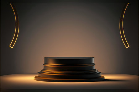 Black podium on a dark background. Vector illustration. Eps 10.の素材