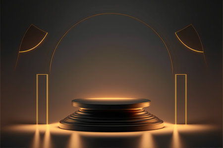 Abstract scene podium mockup. Award ceremony concept. 3d renderの素材