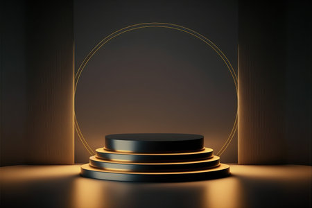 Abstract scene podium mockup. Award ceremony concept. 3d renderの素材