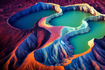 Beautiful multicolored volcanic landscape of the island of Hawaii.の素材