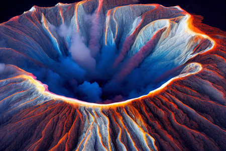 Volcanic crater in Kamchatka, Russia. Abstract nature background.の素材