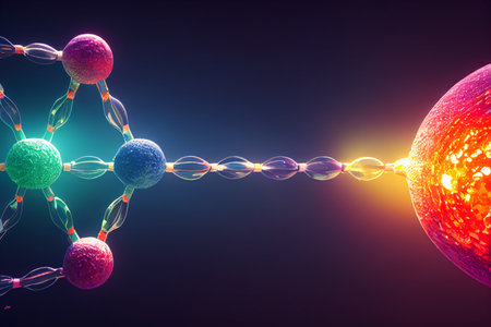 3d illustration of molecule structure. Science background. Futuristic technology style.の素材