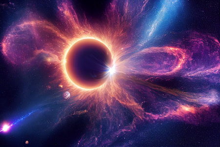 Planets and galaxy, science fiction wallpaper. Beauty of deep space. Billions of galaxies in the universe Cosmic art backgroundの素材