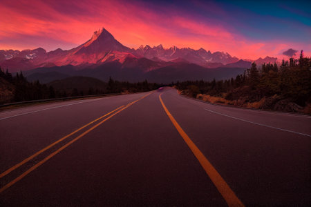 Road to Mount Fitz Roy in Los Glaciares National Park, Argentinaの素材