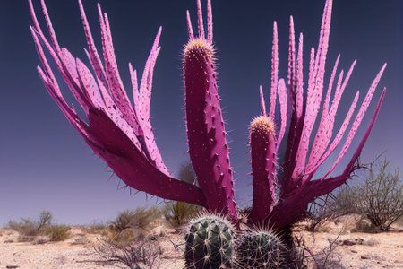 Cactuses in the Mojave Desert, California, USA.の素材
