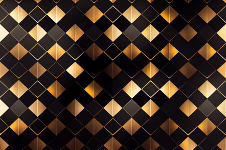 Seamless pattern with gold and black rhombuses. Vector illustration.の素材