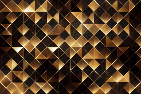 Gold and black geometric background. 3d rendering, 3d illustration.の素材