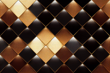 Gold background with rhombus pattern. 3d rendering, 3d illustration.の素材
