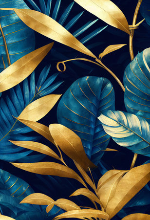 Tropical leaves seamless pattern. Exotic botanical background.の素材