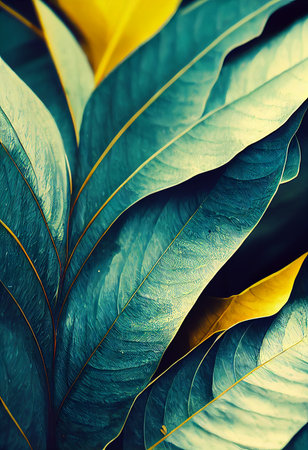 close up of green and yellow leaf with filter effect retro vintage styleの素材